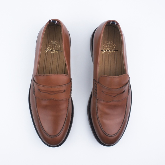 New JCREW Mens Brown Oar Stripe Penny Loafers - Picture 2 of 4
